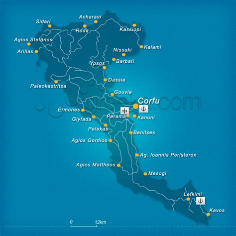 Map of Corfu island, Greece - Greeka.com