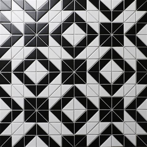 Artistic 2'' Black White Triangle Tile, Porcelain Floor Tile Patterns ...