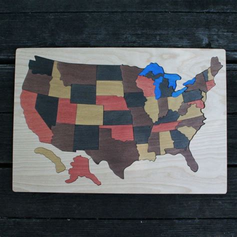 USA Wooden Map Puzzle - The Puzzle Man