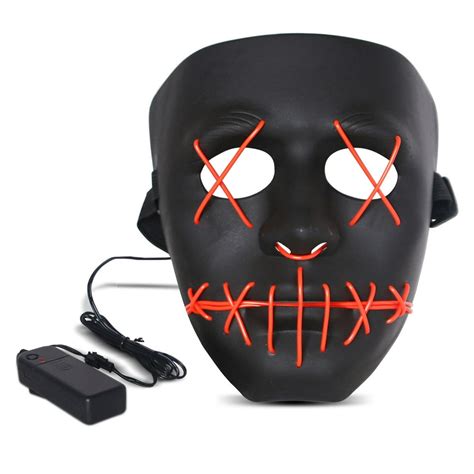 Halloween LED Mask Purge Masks with Lighten EL Wires Scary Light Up ...