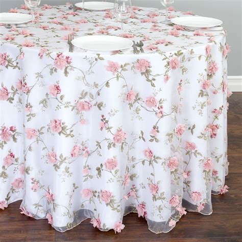 108 in. Round Sheer With Pink Roses Tablecloth | Table cloth, Party ...