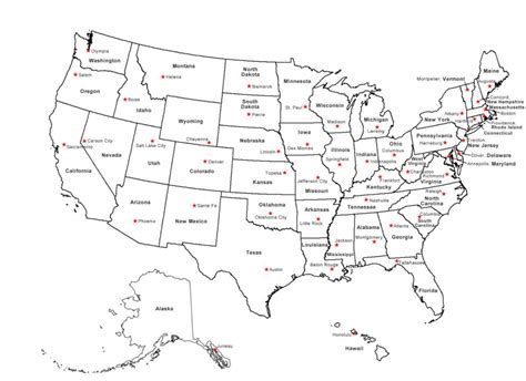 Free Printable United States Map With State Names And Capitals ...