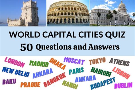 World Capital Cities Quiz – 50 Questions and Answers