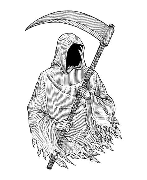 Premium Vector | Creepy grim reaper holding scythe