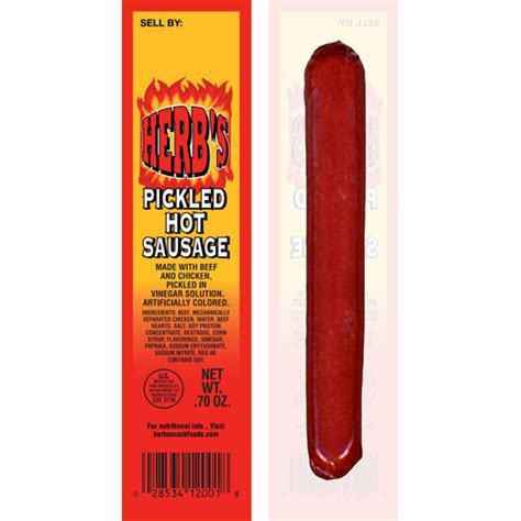 Herb’s Pickled Hot Sausages - Single 0.7oz Serving