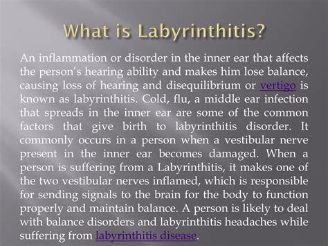 PPT - What is Labyrinthitis: Causes, Symptoms, Treatment, Diagnosis ...