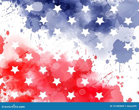 Watercolor Background in USA Flag Colors with Stars Stock Vector ...