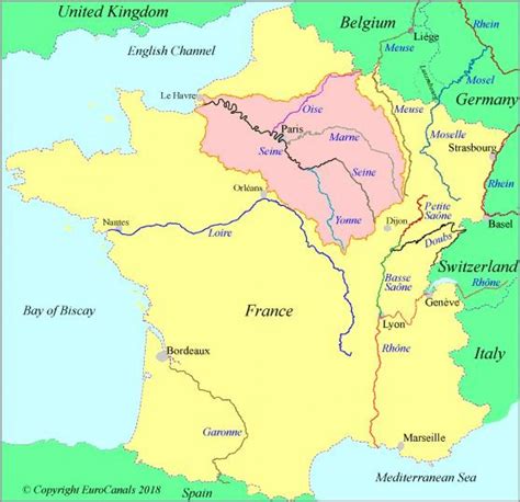 Seine river map - La seine river map (Île-de-France - France)