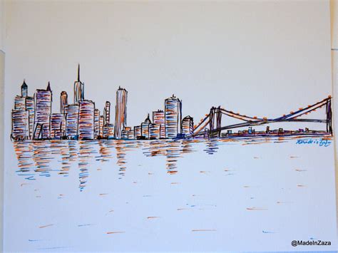 Manhattan Skyline Drawing at PaintingValley.com | Explore collection of ...