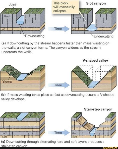 Will eventually collapse. (a) If downcutting by the stream happens ...