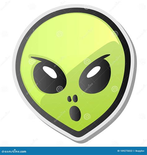 Green Alien Face Emoji Sticker Stock Vector - Illustration of monster ...