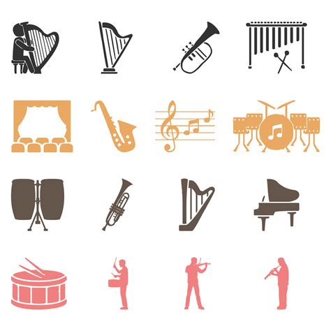 vector editable flat music icon set in black and white 23026202 Vector ...