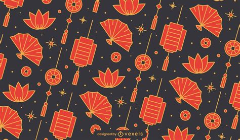 Chinese Fan Pattern Design Vector Download