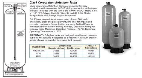 Clack Corporation Retention Tanks : Water Softner Parts, Water Softner ...