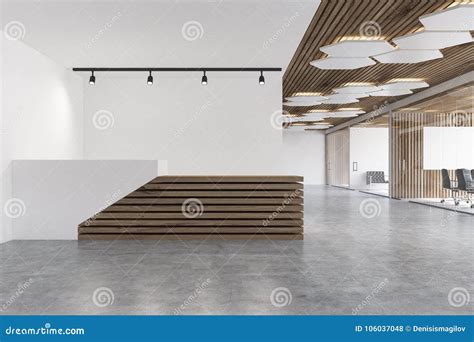 White and Wooden Reception Counter Stock Illustration - Illustration of ...