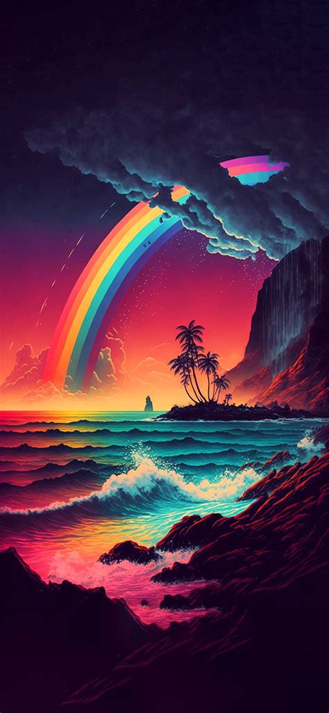 Hawaii Ocean & Rainbow Art Wallpaper - Cool Rainbow Wallpaper