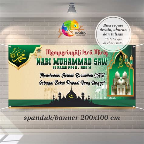 Spanduk Banner 200x100 Cm Spanduk Peringatan Isra Miraj, Spanduk Maulid ...