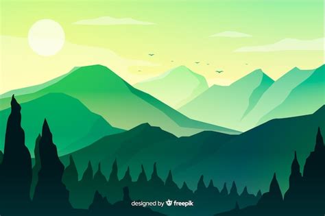 Free Vector | Mountains landscape at sundown