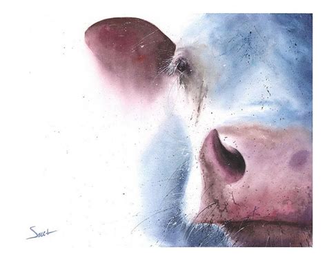 Cow Painting Watercolor Portrait Illustration Art Print by Eric Sweet ...