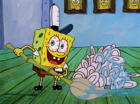 ITS MORE EFFICIENT TO CLEAN DISHES THIS WAY, MR. KRABS! : spongebob