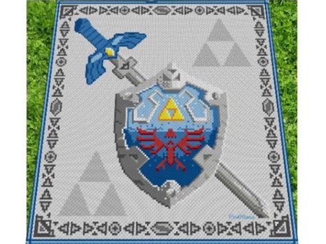 SHIELD SWORD the Legend of Zelda Inspired Graph for Blanket, C2C ...