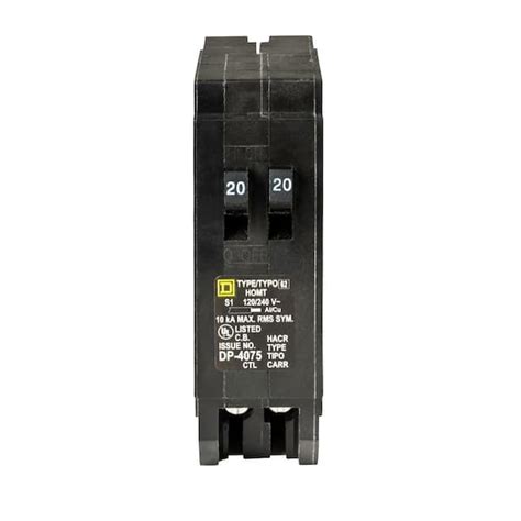 Square D Homeline 2-20 Amp Single-Pole Tandem Circuit Breaker ...