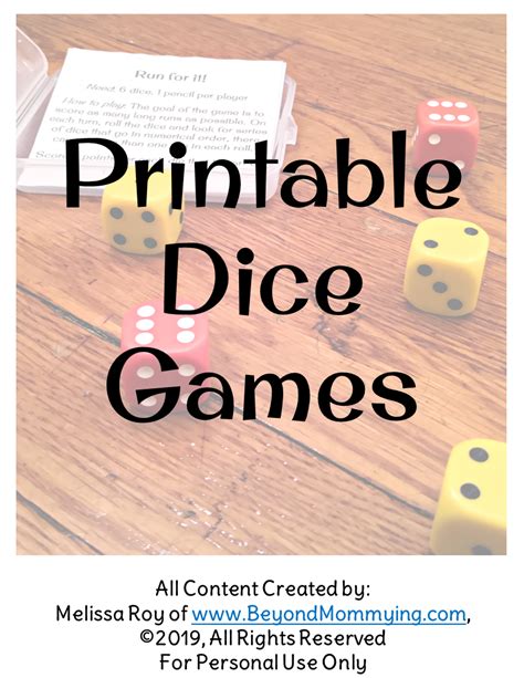 Printable Dice Games