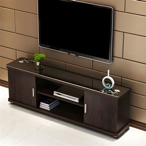 Modern Wood TV Stand with Open Shelves, Cabinet & Non-Adjustable ...