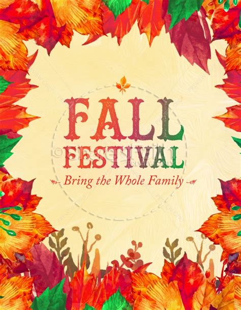 Fall Festival Autumn Leaves Church Flyer Template