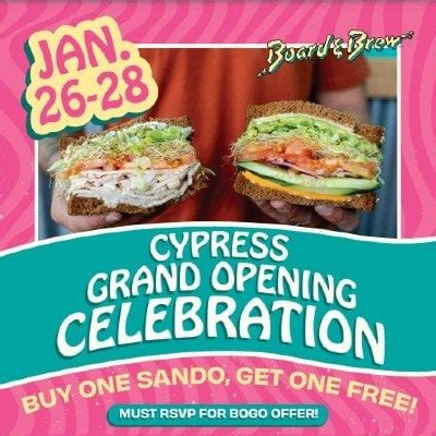 Board & Brew Specialty Sandwiches Cypress, CA Grand Opening, Board ...