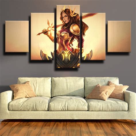 League Of Legends Leona Auxiliary Tank Yellow Canvas Wall Art - Pencil ...