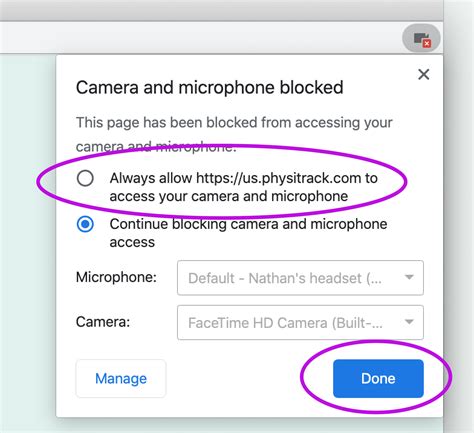 Give your camera and microphone access in your browser - Physitrack ...