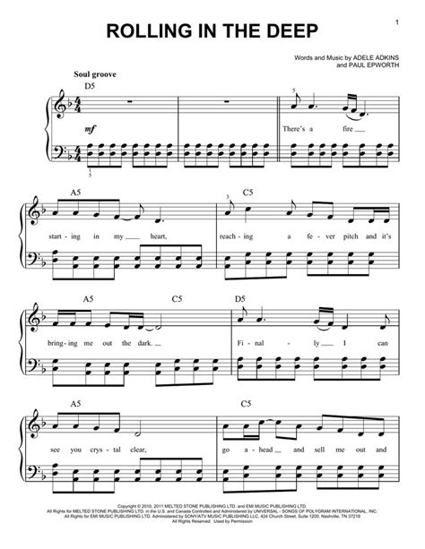 Adele 'Rolling In The Deep' Sheet Music Notes, Chords, Score. Download ...