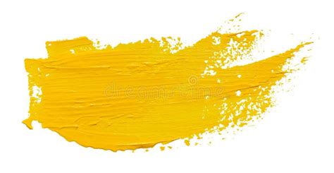 Vector Paint Brush Stroke Texture Isolated on White - Yellow Acrylic ...