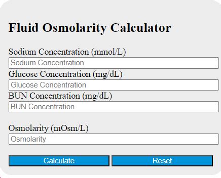 Fluid Osmolarity Calculator - Calculator Academy