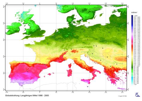 Solar irradiation map of Europe - Maps on the Web