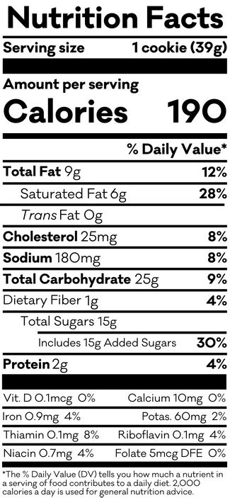 Chocolate Chip Cookies Nutritional Information & Ingredients | The ...