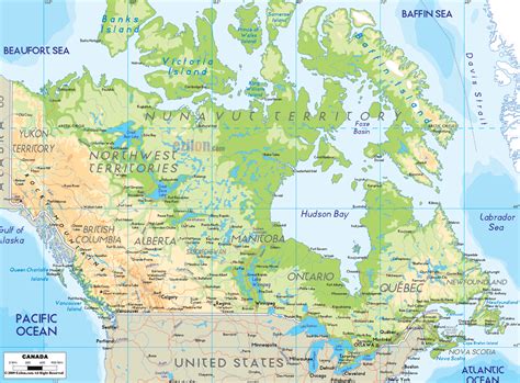 Physical and Geographical Map of Canada - Ezilon Maps