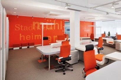 Modern Bank Hall Interior Design with Orange and White Theme banking ...