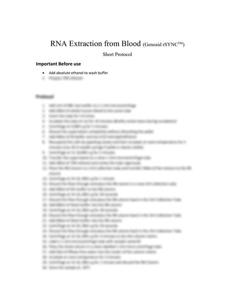 SOLUTION: Procedure 6 rna extraction - Studypool