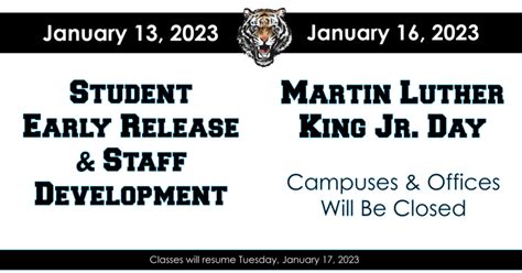 District Calendar Days for January 13 & 16, 2023 | Trinity Leadership ...