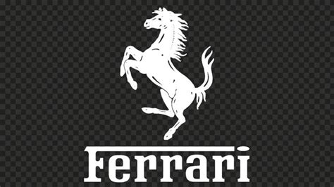 the ferrari logo is shown on a black background, with white letters and ...