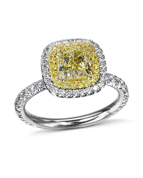 Cushion-Cut Yellow Diamond Halo Ring - Turgeon Raine