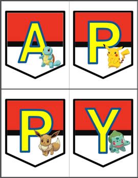 Happy Birthday Pokemon Banner Poster by Lindsay Wong | TPT