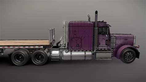 3D Peterbilt 379 flatbed trailer model - TurboSquid 2009077