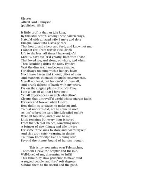 Ulysses Alfred Lord Tennyson (published 1842) - Live Oak Academy