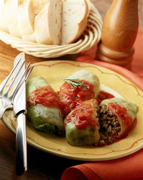 Polish Stuffed Cabbage Rolls With Tomato Sauce Recipe