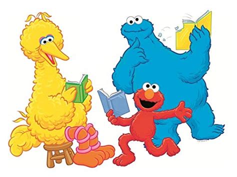 Buy 9 Inch Big Bird Elmo Cookie Monster Decal Book Reading Read Books ...