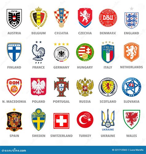 Vector Emblems Collection of the 24 Teams of the 2020 UEFA European ...