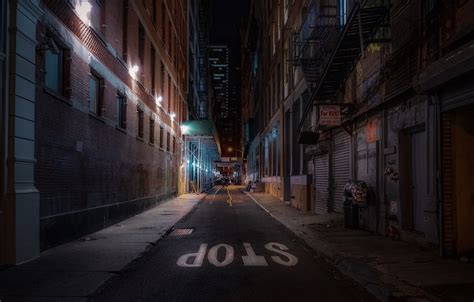 Wallpaper United States, night, New York, street, stop, urban scene ...